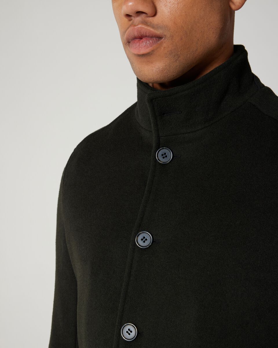 Wool Blend Funnel Neck Coat 